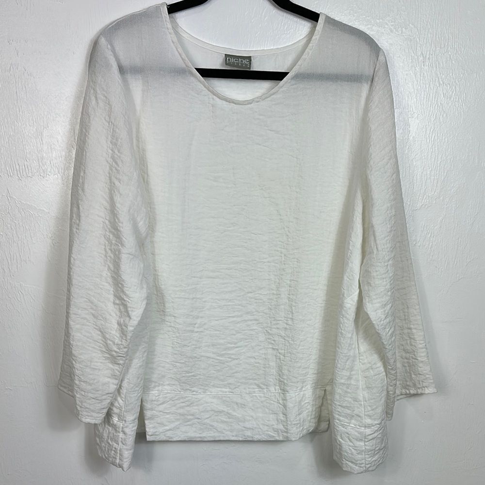 NICHE by Nilgun Derman White Long Sleeve Women's Top Blouse Size L